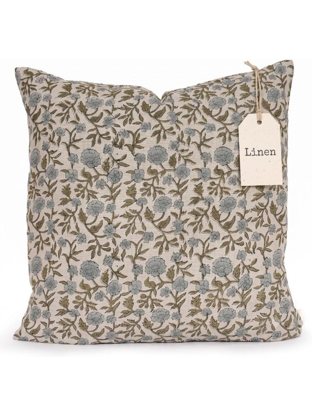20x20 Inch Gray & Green Linen Throw Pillow Covers - Decorative for Living Room
